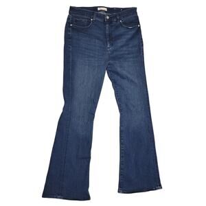 Made and Loved Loft Womens Hi-Rise Flare Leg Dark Wash Jeans Size 12 31Wx32L EUC